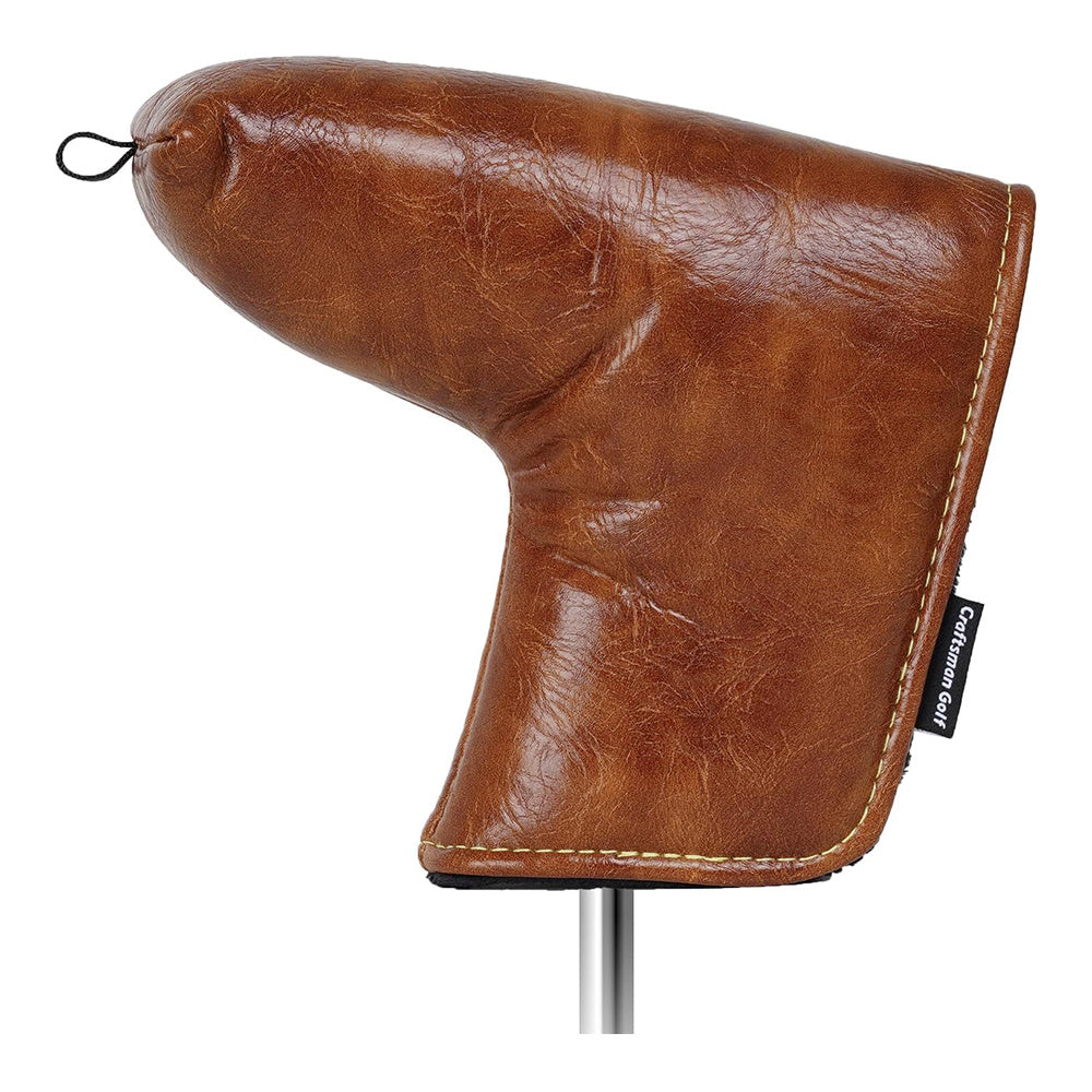 Premium Leather Brown Blade Putter Cover Headcover