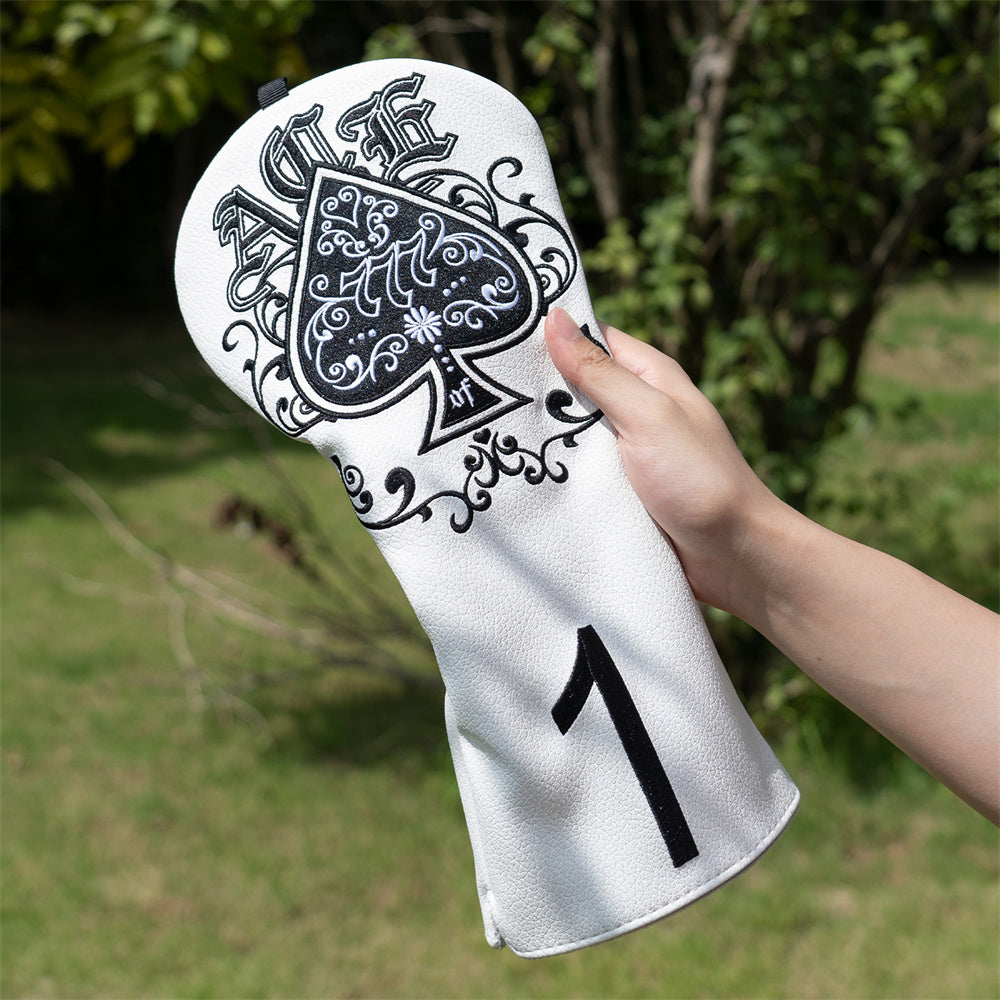 Spade Ace ♠ Golf Club Wood Headcover Set (Driver, Fairway, Utiliy/Hybrid)