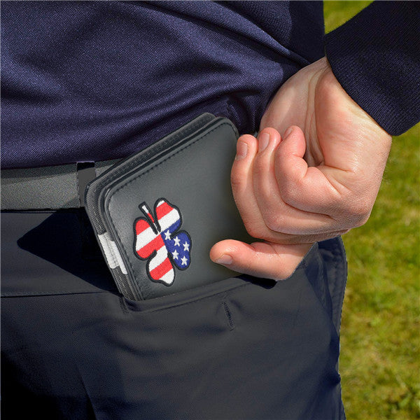 USA Clover Leather Scorecard & Yardage Book Holder - CraftsmanGolf