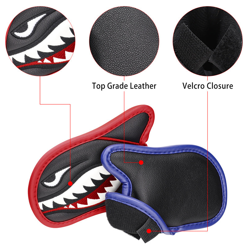 Vivid Shark Embroidery With 3D Fin Visible Red Numbers Iron Cover Set - Craftsman golf