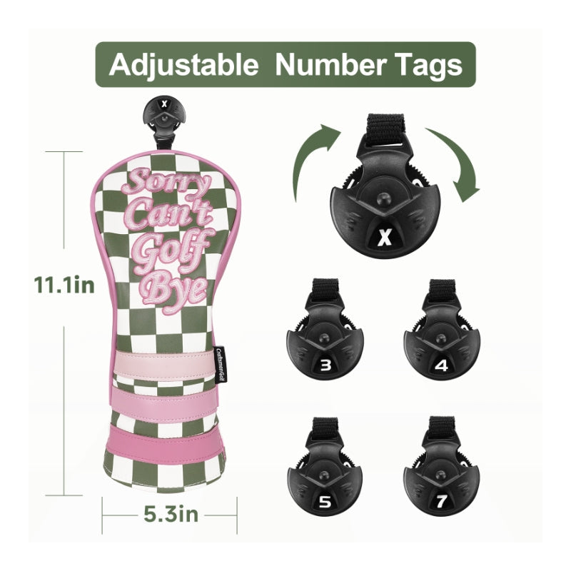 Green Plaid with Pink Patch Accent Golf Diver Cover
