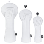 White 3D Embossed Leather Golf Head Covers