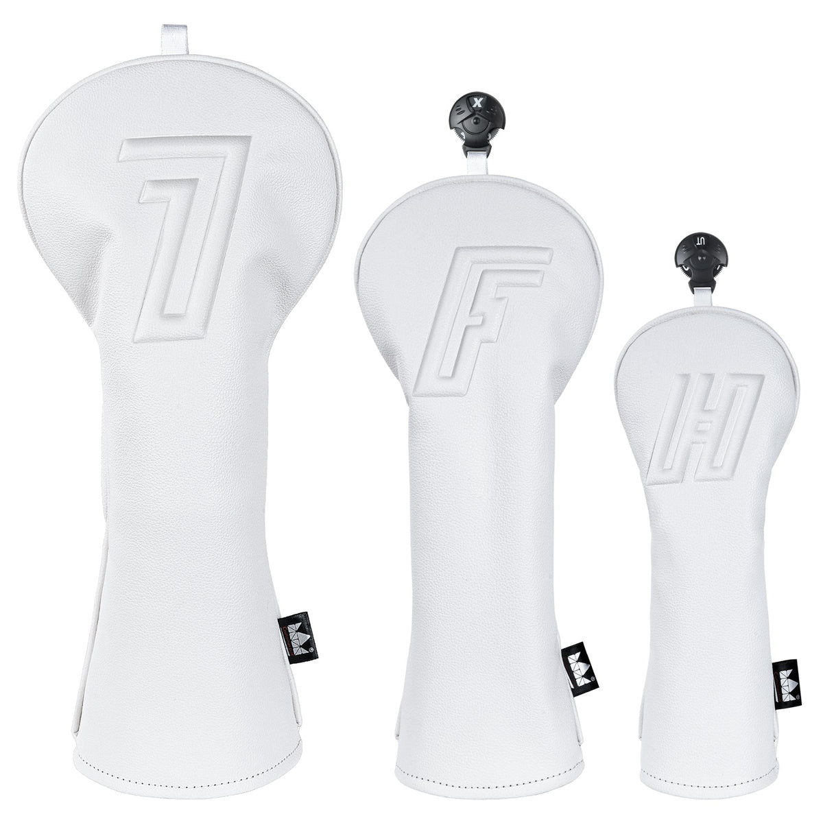 White 3D Embossed Leather Golf Head Covers