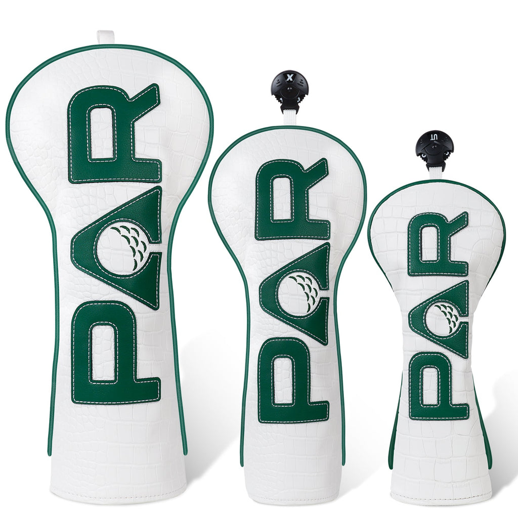 White PU PAR Golf Head Cover Set