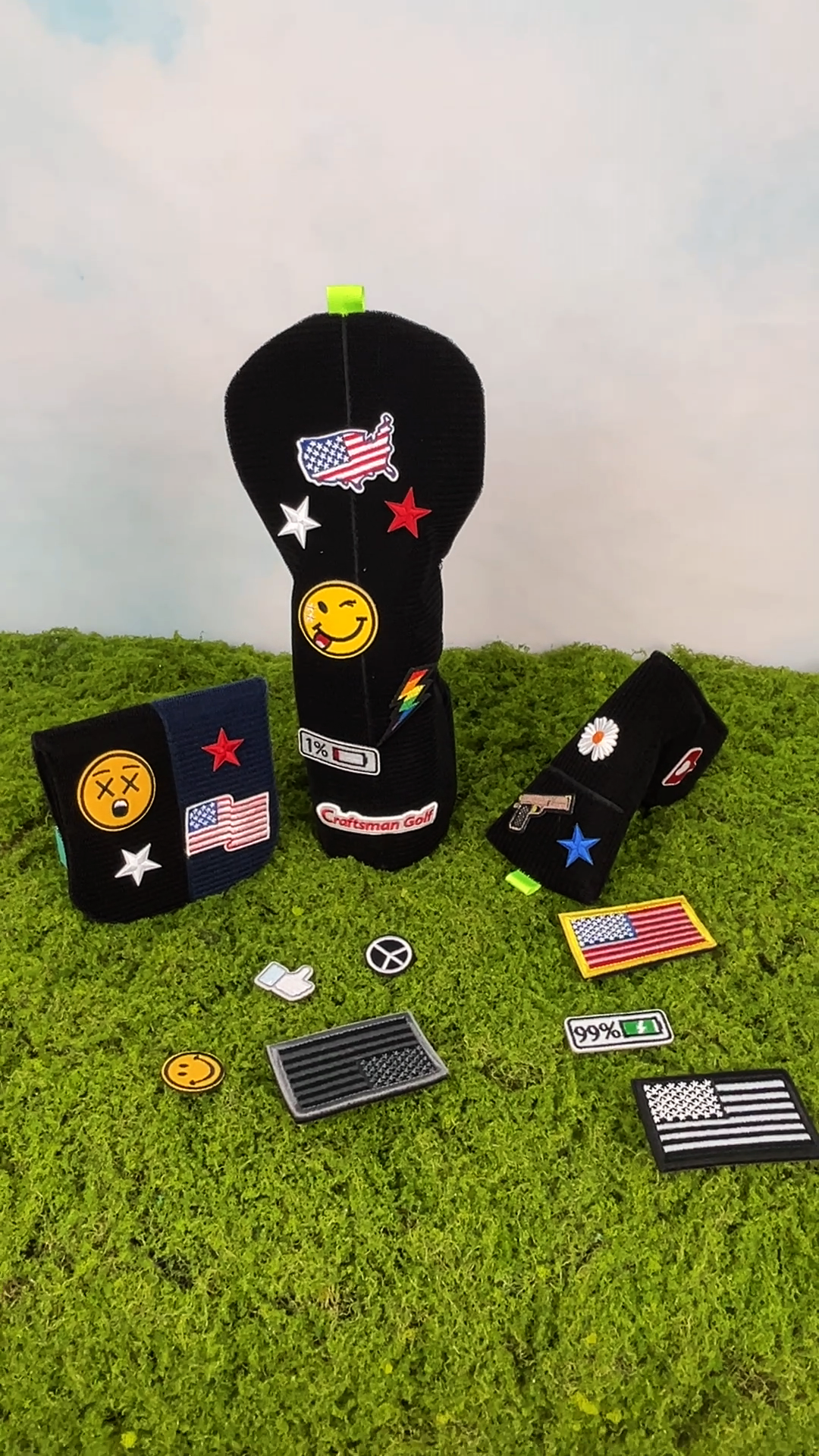 Hook-and-loop Embroidered Patches Blade Putter Cover