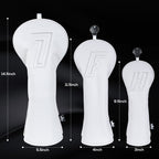 White 3D Embossed Leather Golf Head Covers