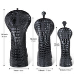 Bright Black Crocodile Golf Head Cover Set