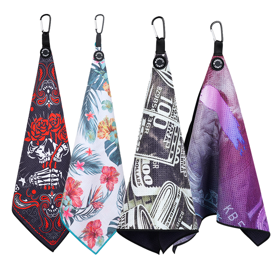 High Quality Magnetic Golf Towel Different Shape Microfiber Waffle Golf Towels Magnet Golf Towel