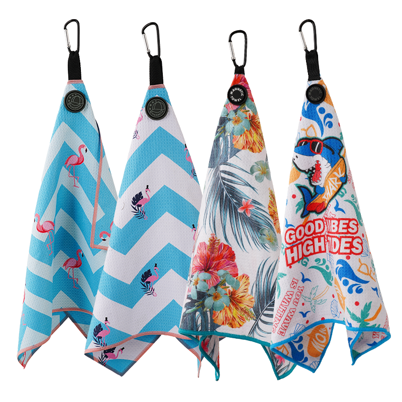 High Quality Magnetic Golf Towel Different Shape Microfiber Waffle Golf Towels Magnet Golf Towel