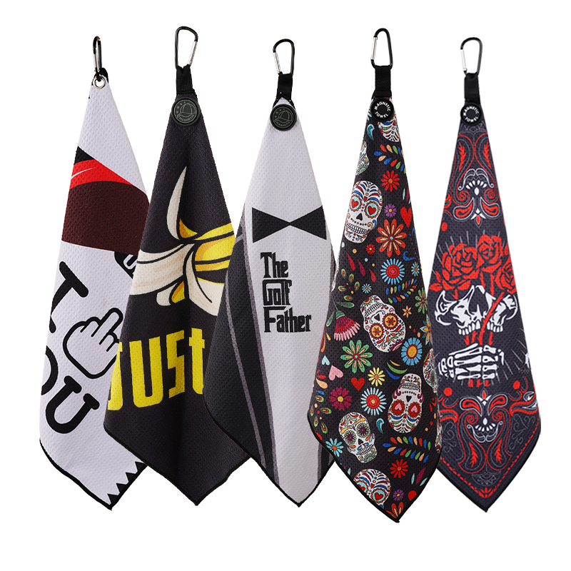 High Quality Magnetic Golf Towel Different Shape Microfiber Waffle Golf Towels Magnet Golf Towel