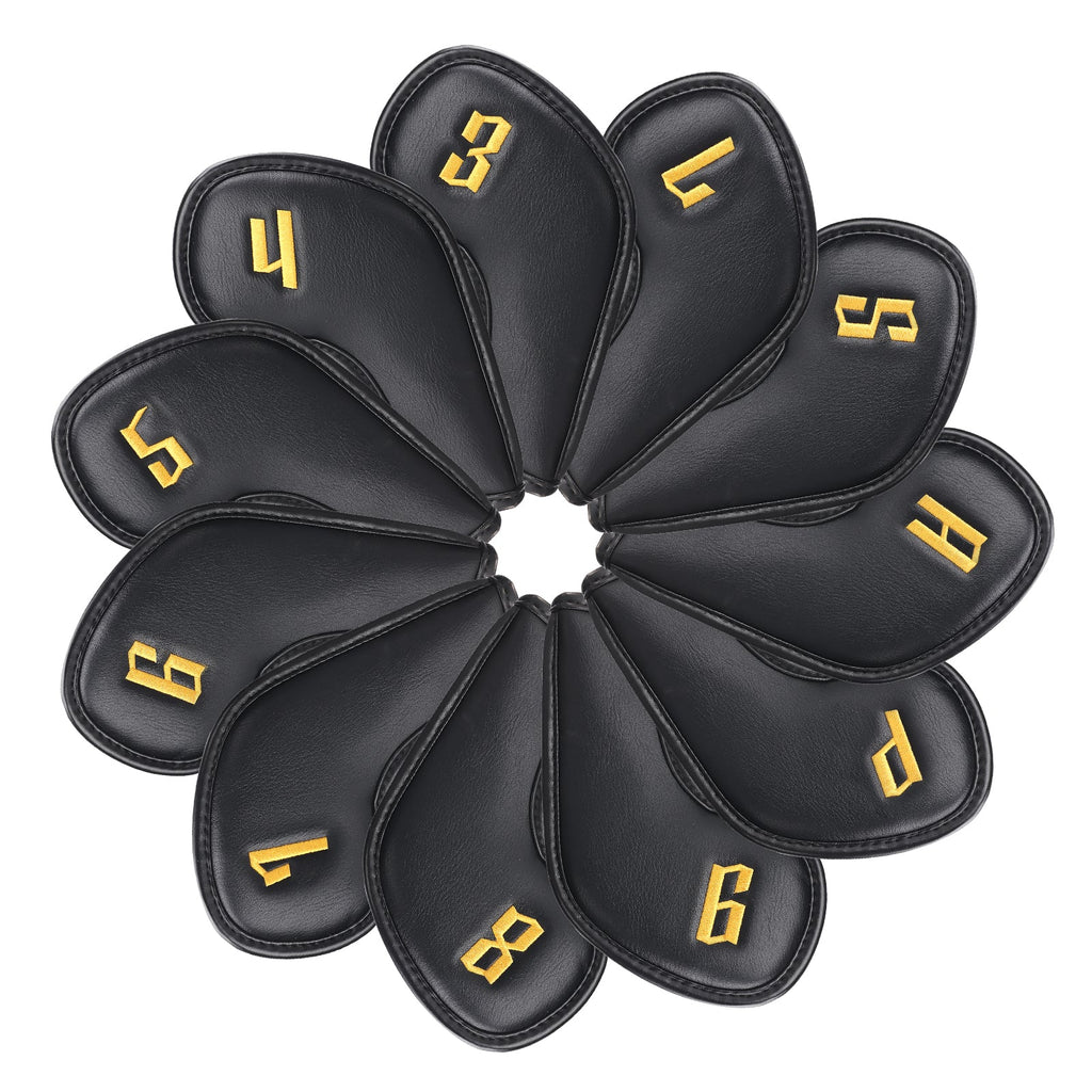 Black Embroidery Iron Headcover Set 11pcs