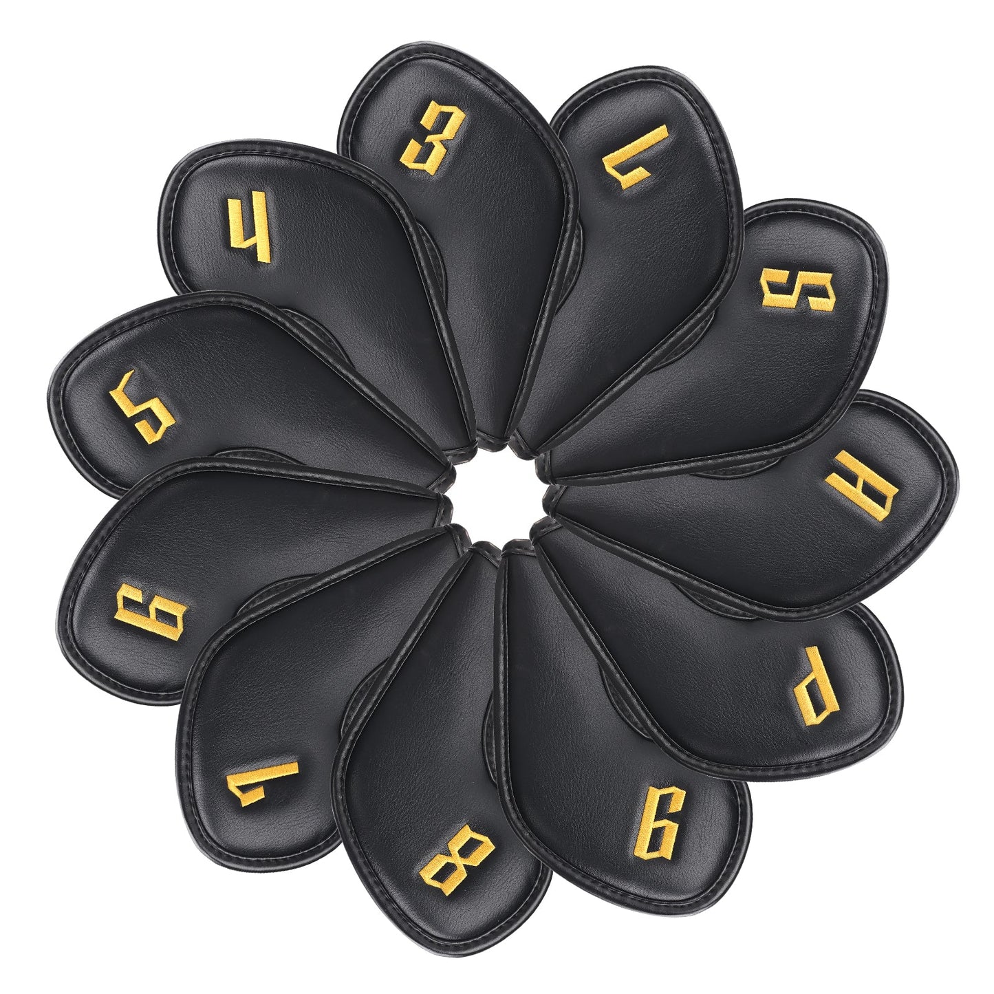 Black Embroidery Iron Headcover Set 11pcs