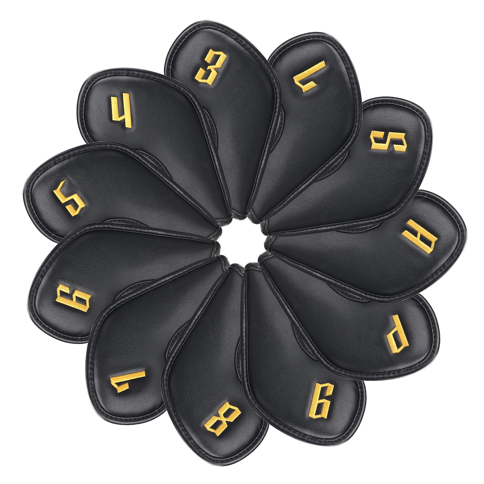 Black Embroidery Iron Headcover Set 11pcs