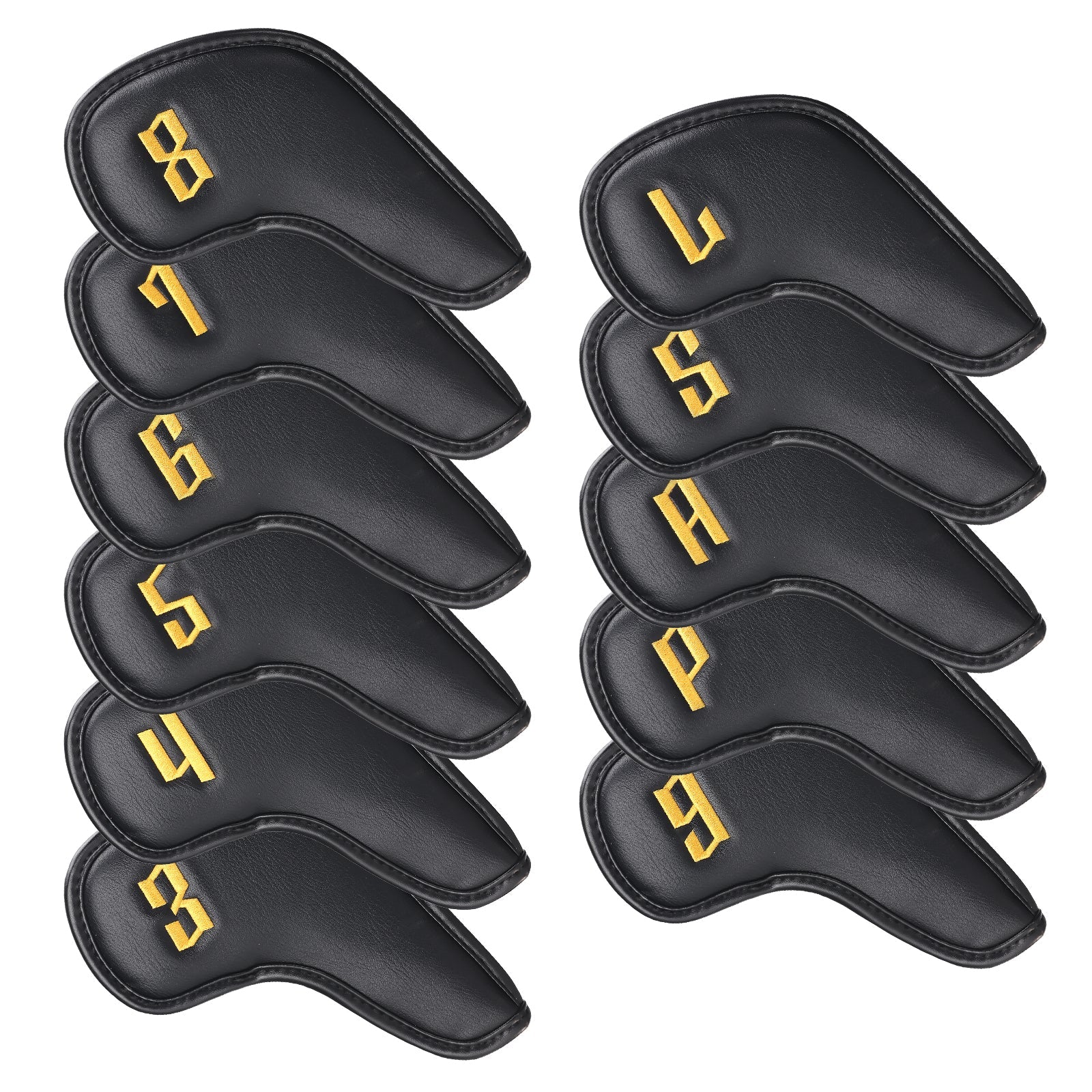 Black Embroidery Iron Headcover Set 11pcs