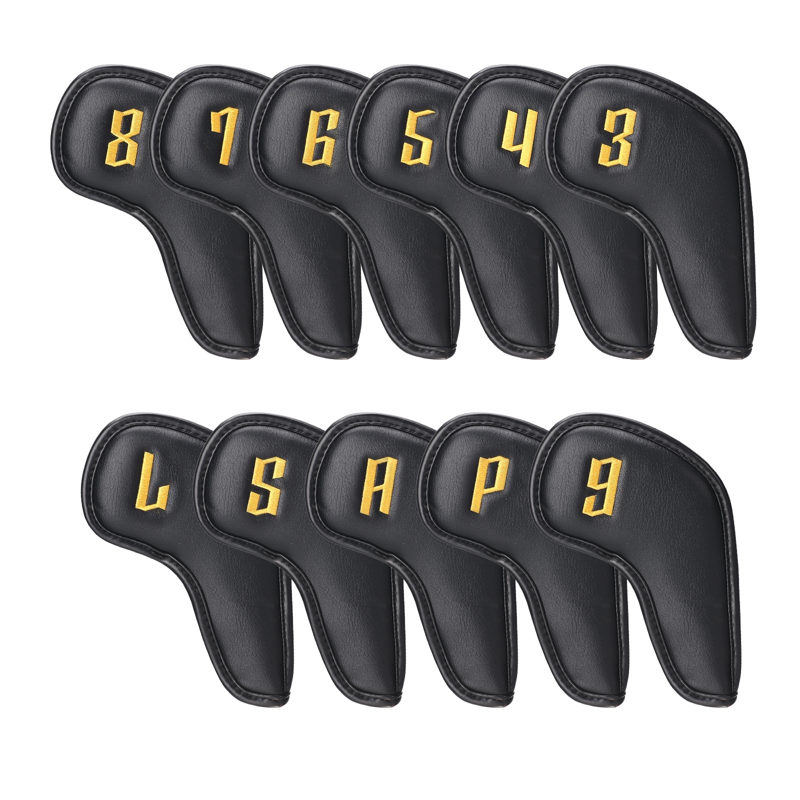 Black Embroidery Iron Headcover Set 11pcs