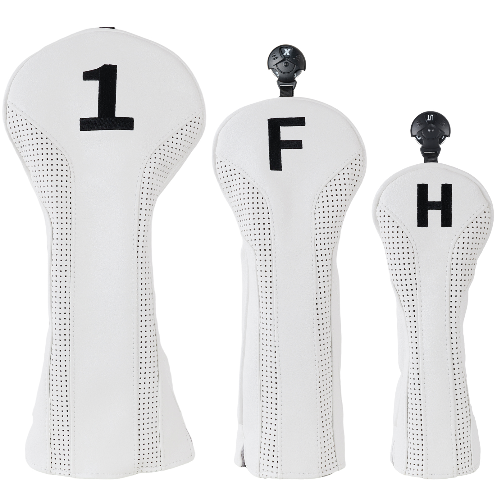Vintage White Perforated Leather Wood Headcovers