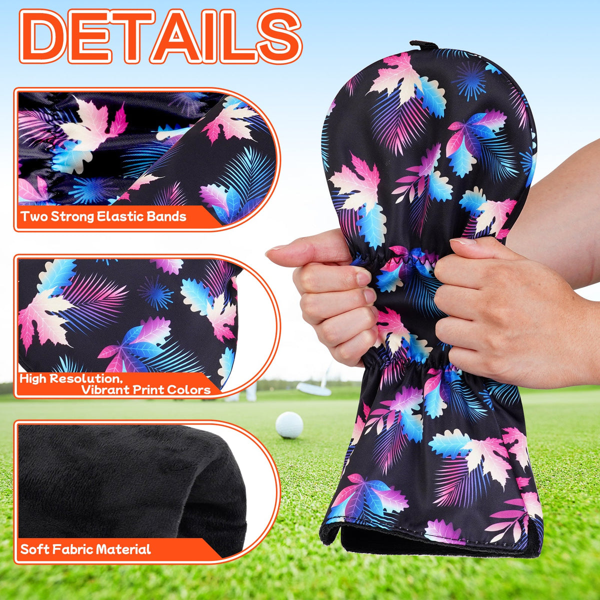 Maple Leaves Floral Canva Golf Head Cover Set