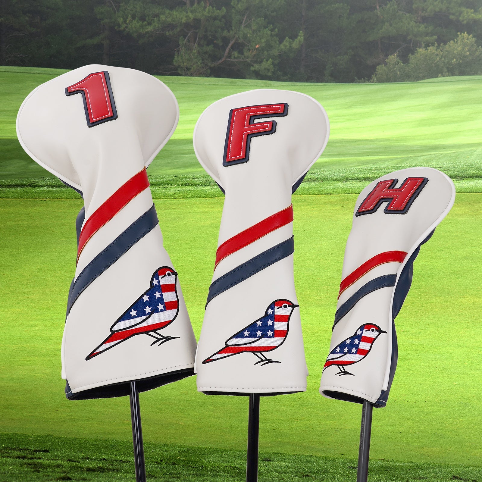 American Flag Bird Driver Head Cover Set