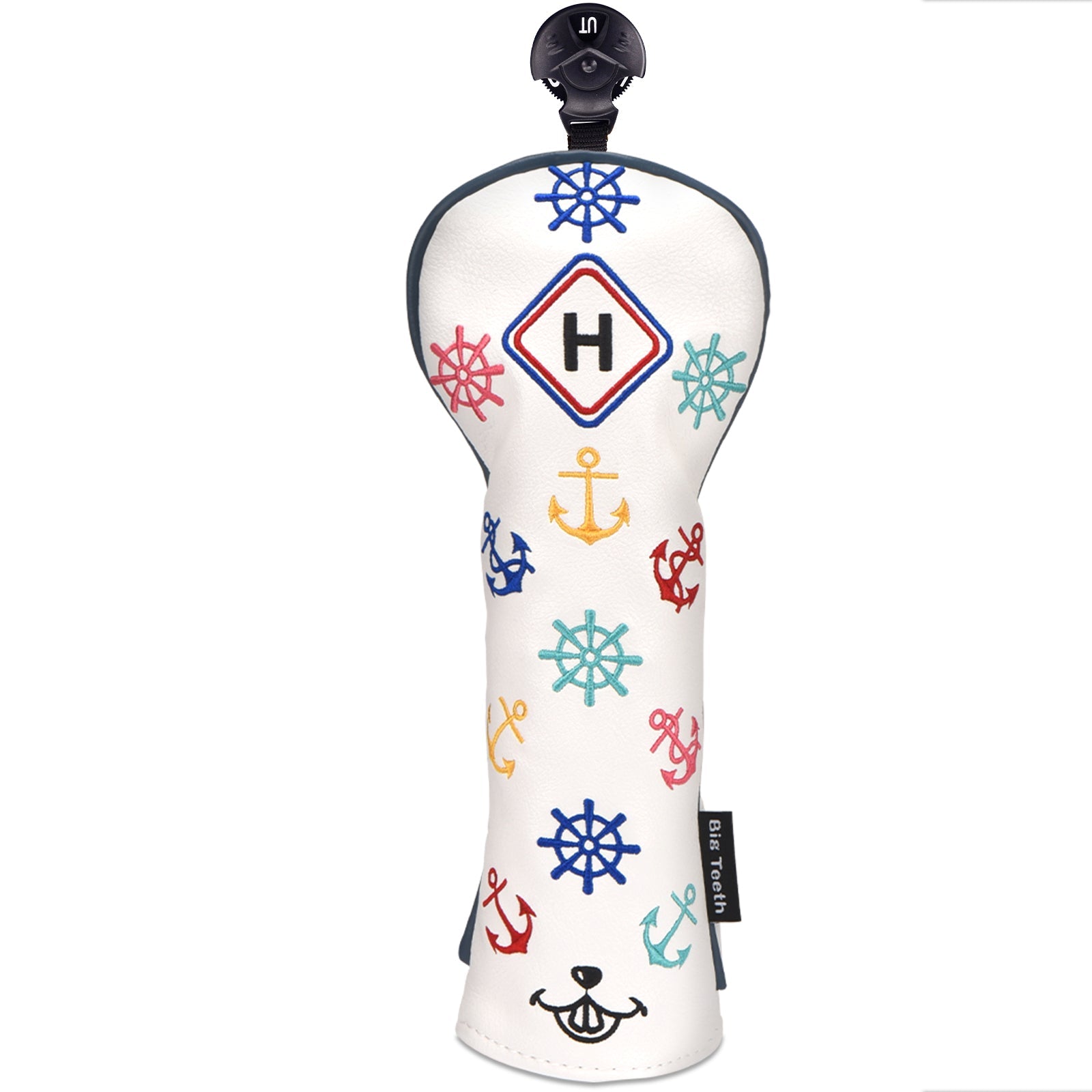 White Leather Rudder Wood Headcover Set