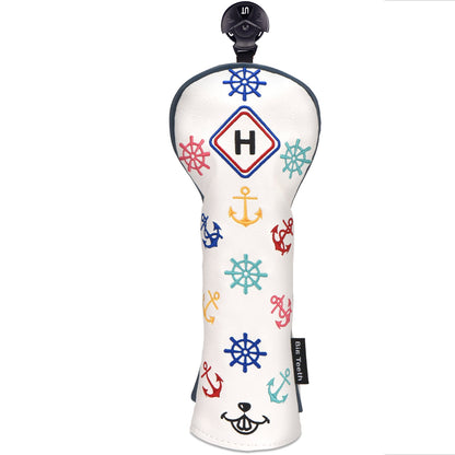 White Leather Rudder Wood Headcover Set